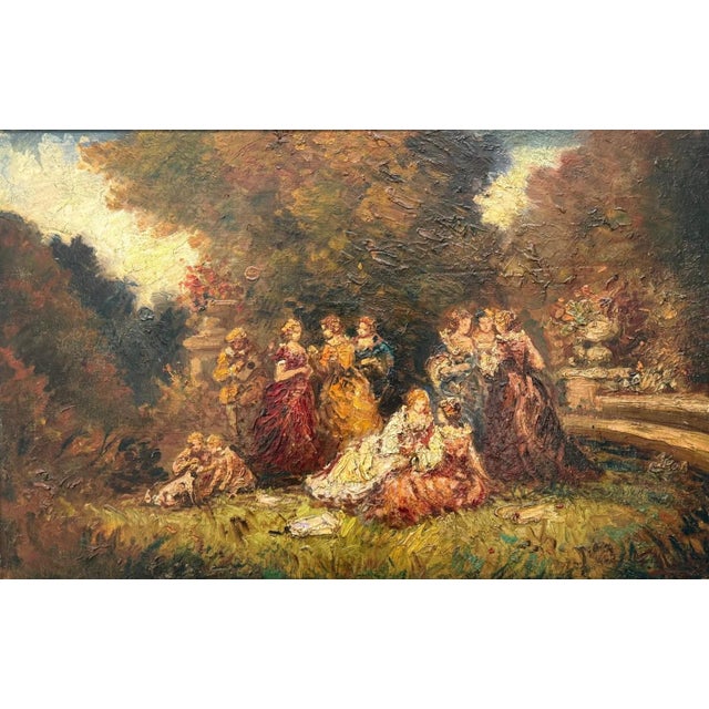 Elegant Belle Époque masterpiece – oil on canvas from the late 19th or early 20th century, capturing the magical...