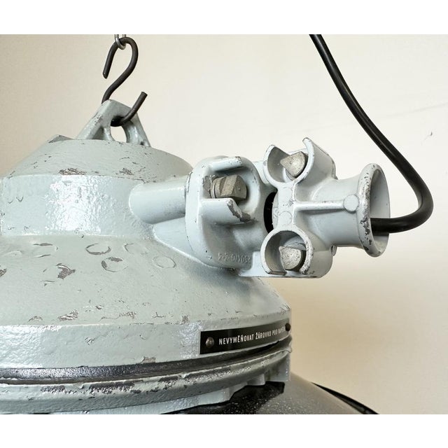 Metal Grey Cast Aluminium Explosion Proof Lamp with Enameled Shade from Elektrosvit, 1970s For Sale - Image 7 of 16