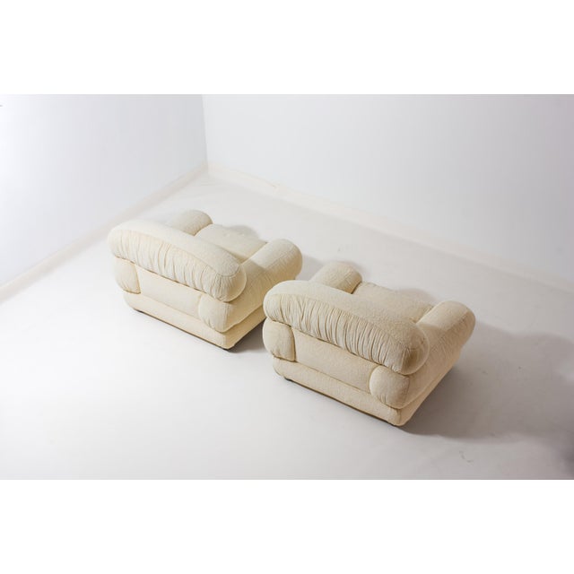 Animal Skin Italian Lounge Chairs in Cream Coloured Fabric, 1970s, Set of 2 For Sale - Image 7 of 16