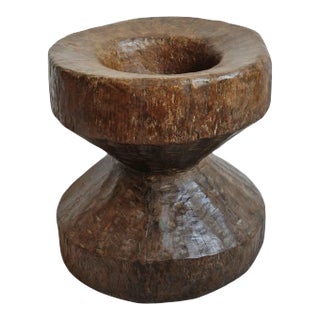 Vintage Rustic Naga Wood Pestle Pot For Sale