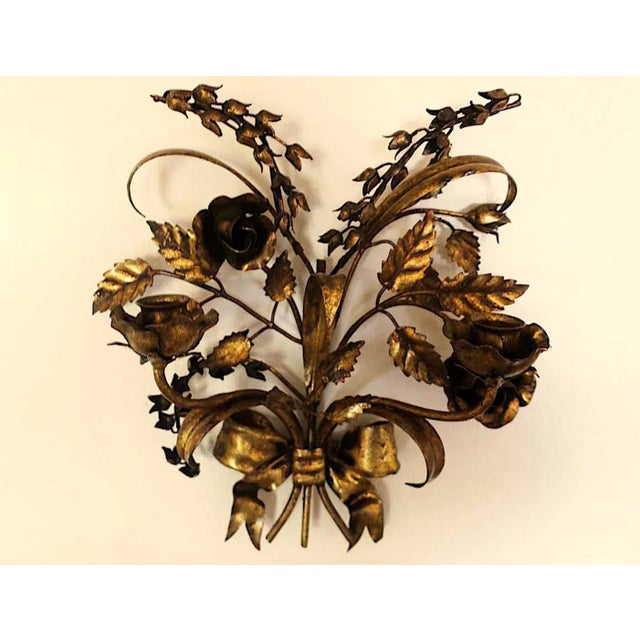 Gilt Tole Double Wall Candleholders with Roses by Hans Kögl, 1960s, Set of 2 For Sale - Image 18 of 18