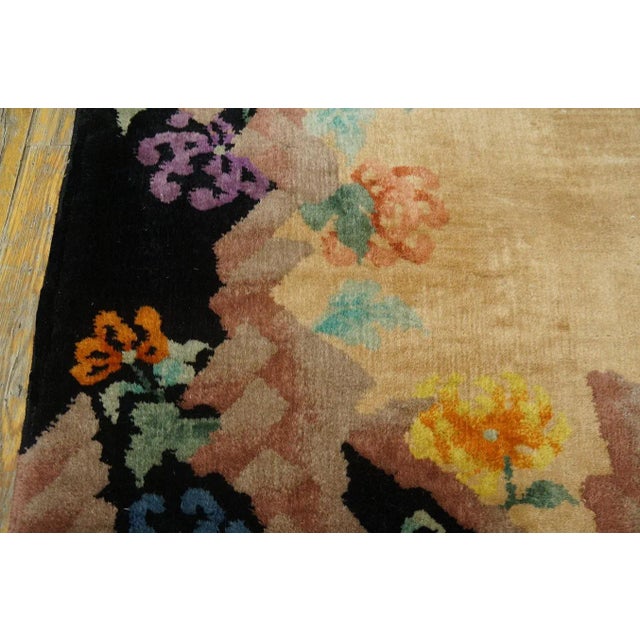 Textile 1920s Tan Camel Floral Antique Chinese Art Deco Rug 3' X 4'8'' by Nichols Workshop Wool Knotted Carpet For Sale - Image 7 of 8