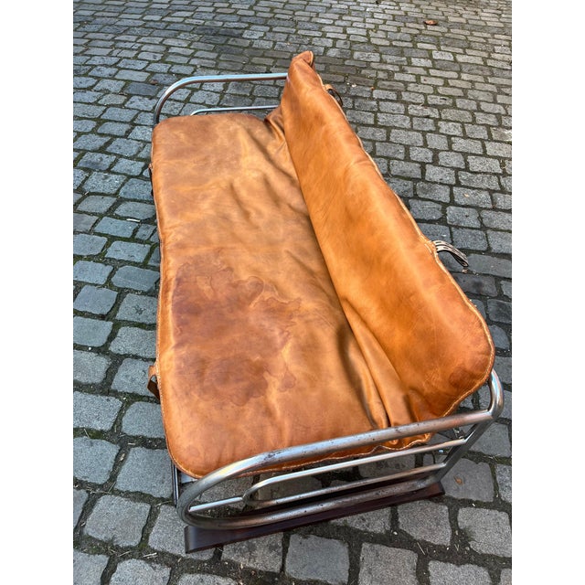 Sled Sofa in Genuine Leather with Chrome Finish by Hynek Gottwald For Sale - Image 5 of 11