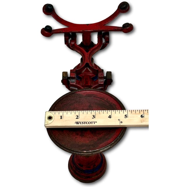 Nice Antique American Victorian Cast Iron & Brass Small Size Kitchen Scale With Excellent Original Red & Blue Paint For Sale - Image 18 of 18