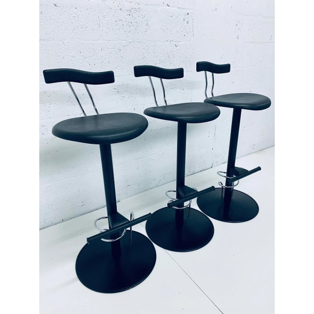 Postmodern Three Postmodern Memphis Style Bar Stools, Italy 1980s For Sale - Image 3 of 13