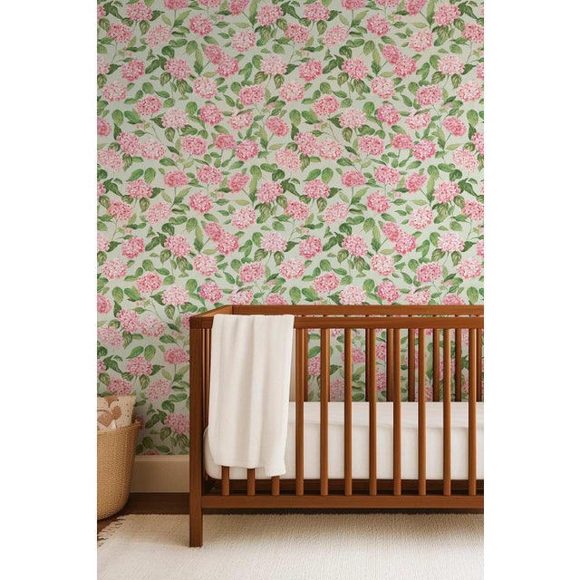 Our Hydrangea Blooms Botanical Wallpaper began as a hand-painted watercolor, with each petal added one by one to capture...