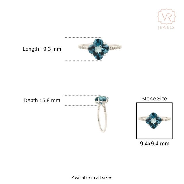 Modern Chic 2.71ct Blue Topaz Diamond Clover Statement Ring in 14k Gold Size 8 For Sale - Image 12 of 16