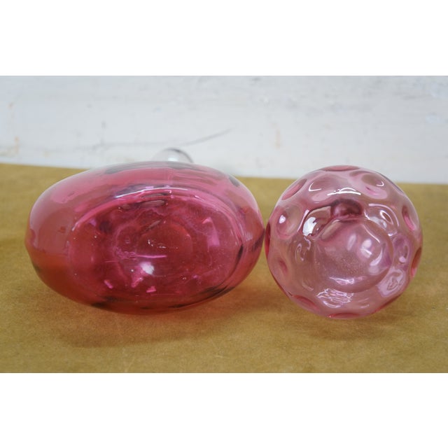 Late 20th Century Cranberry Art Glass Ruffled Pitchers Decanters Vase Bowl Compote Fenton - Set of 6 For Sale - Image 14 of 18