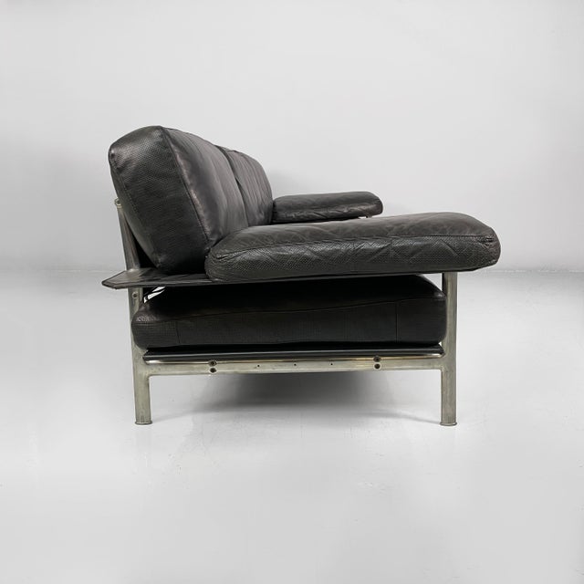Antonio Citterio Italian Modern Black Leather Sofa by Antonio Citterio and Paolo Nava for B&B Italia, 1980s For Sale - Image 4 of 18