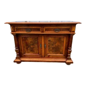 Early 20th Century Victorian Eastlake Style Solid Walnut and Burl Wood Server Cabinet