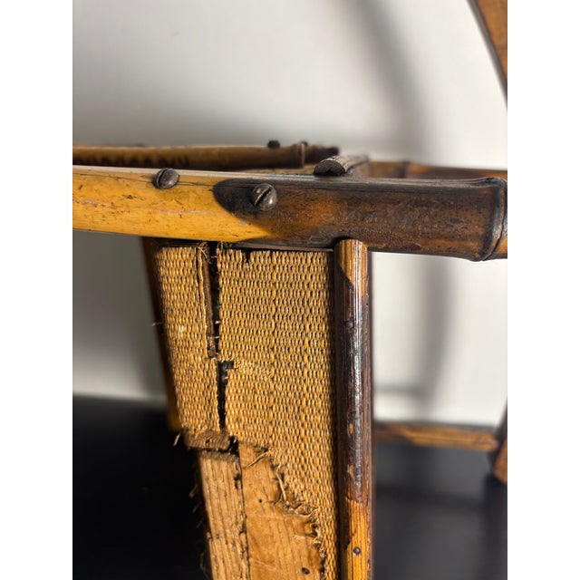 Brown Vintage Child's Burnt Bamboo Rocking Chair With Spindle Back For Sale - Image 8 of 9