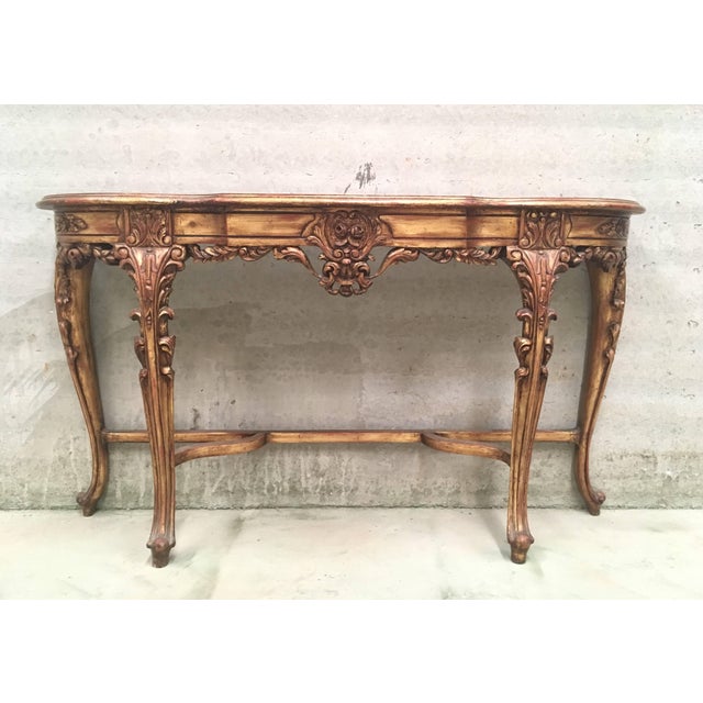 Renaissance Style Carved and Gilded Walnut Pier Mirror and Console Table For Sale - Image 9 of 18