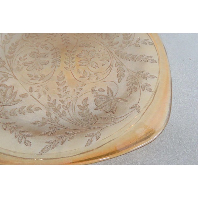 Jeannette Glass Floragold Louisa Marigold Floral Square Plate For Sale - Image 10 of 12