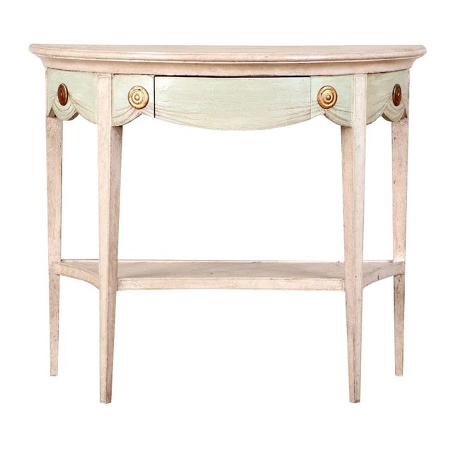 Wood Vintage Neoclassical Gilt and Wood Demi-Lune Console Table For Sale - Image 7 of 7