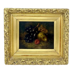 Antique Still Life Fruits Oil on Canvas English Oil Painting Giltwood Frame