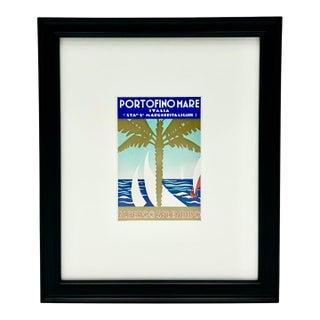 Vintage Belmond Hotel Splendido Portofino Mare Framed Luggage Label For Sale