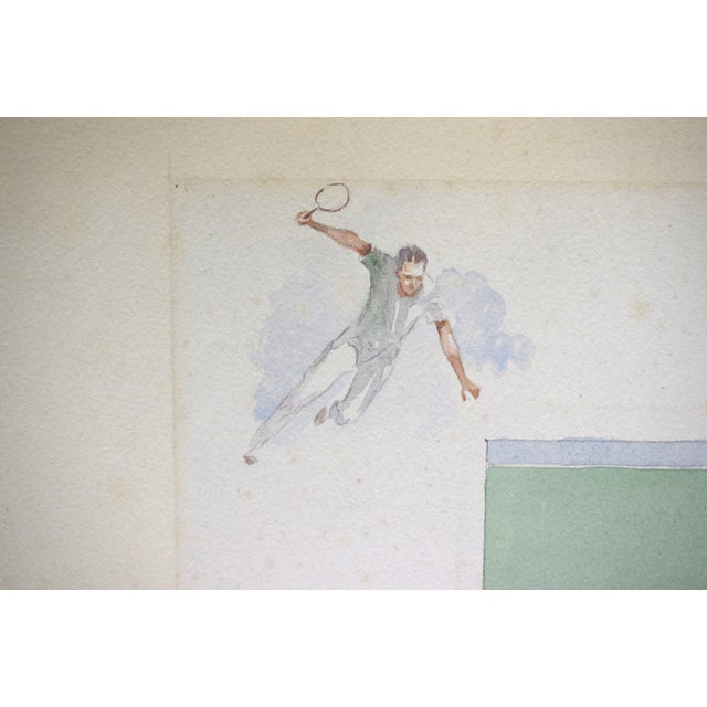 Tennis- the Kill, or to the Net Watercolor by Paul Brown For Sale - Image 9 of 11