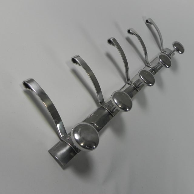 1950s Aluminum Wall Coat Rack with 5 Hooks, 1950s For Sale - Image 5 of 10