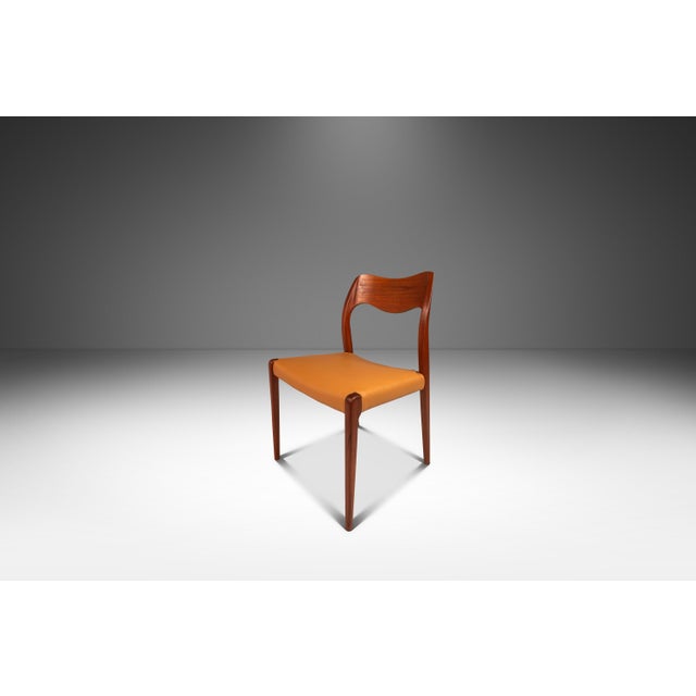 J.L. Møllers Møbelfabrik Set of Four 4 Bespoke Møller Model #71 Dining Chairs in Teak & Leather Attributed to Niels Møller for j.l. Møllers Møbelfabrik, Denmark, 1960s For Sale - Image 4 of 12