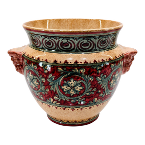 Late 20th Century Biagioli Ceramiche Gubbio Italian Majolica Jardiniere – Hand-Painted Vintage Ceramic Planter