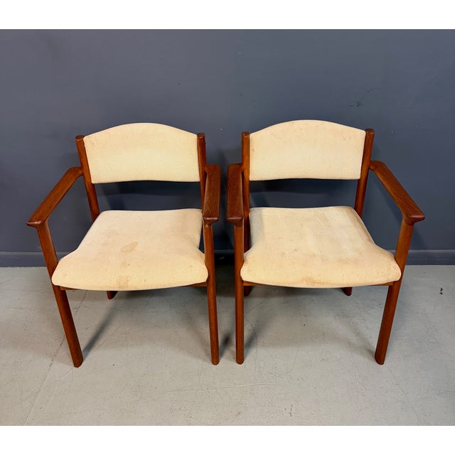 Set of Six Scandinavian Modern Teak Stacking Armchairs, Denmark or Norway, 1970s For Sale - Image 4 of 13