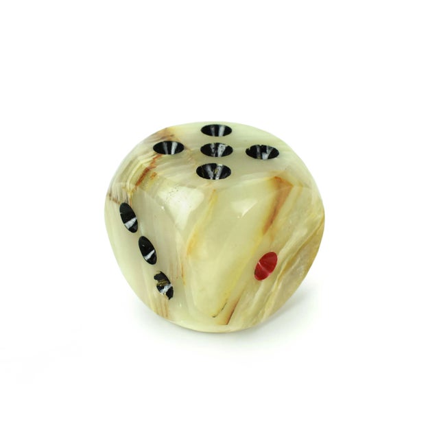 Stunning rare oversized solid stone dice paperweight model. It is one of kind piece to enhance any home or office décor....
