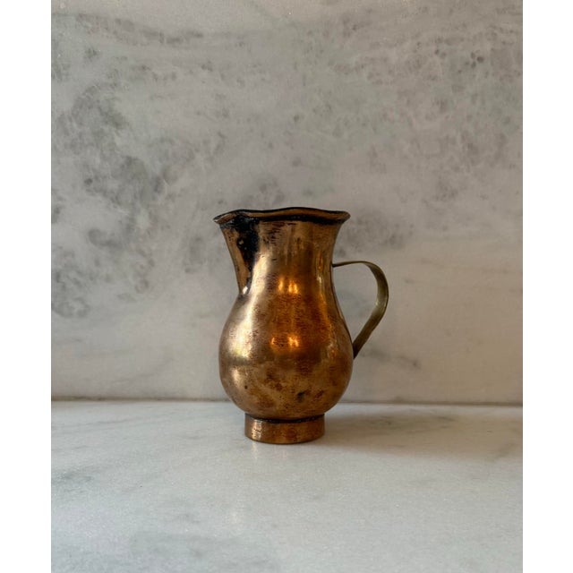 Metal Antique Handmade Hammered Copper Small Pitcher For Sale - Image 7 of 10