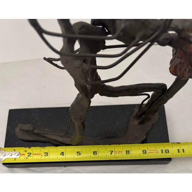 Mid 20th Century Modernist Abstract Ballet Dancers Hand Built Sculpture in Patinated Metal on Marble Base For Sale - Image 10 of 12