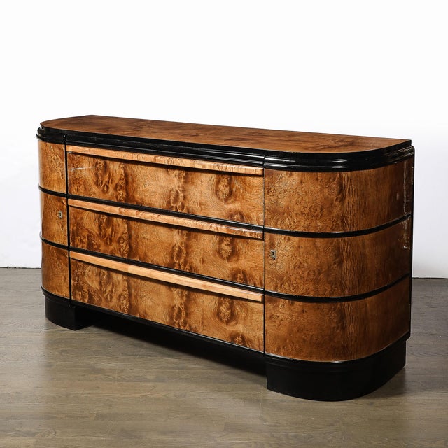 Donald Deskey Art Deco Bookmatched & Burled Elm & Black Lacquer Sideboard by Donald Deskey For Sale - Image 4 of 16