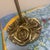 Hollywood Regency Mid 20th Century Italian Hollywood Regency Cast Brass Countertop Guest Towel Stand With Sculptural Rose Base For Sale - Image 3 of 7