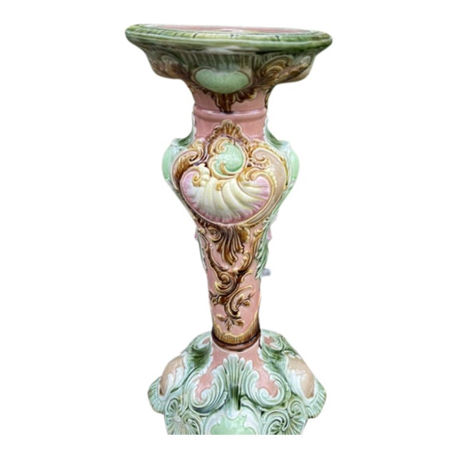 Antique Royal Bonn Art Nouveau Majolica Pedestal For Sale