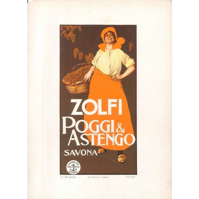 Zolfi is a beautiful colored lithographed original manifesto on cardboard, realized around 1905 by the italian artist gian...