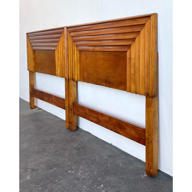 Vintage Stacked Millwork Twin Headboards - A Pair For Sale - Image 4 of 12