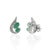 Petite Emerald and Diamond Curved Stud Earrings in Sterling Silver - A Pair For Sale - Image 4 of 11