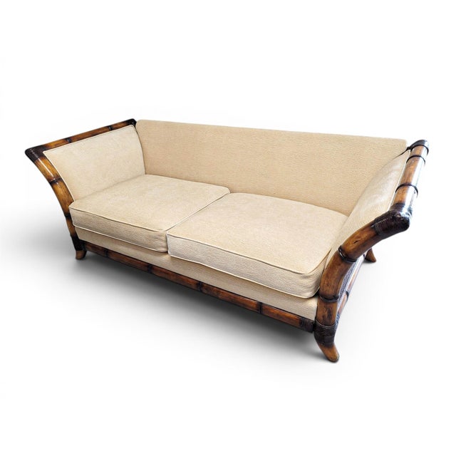 Postmodern Flared Arm Tuxedo Sofa in Textured Velvet For Sale - Image 12 of 17