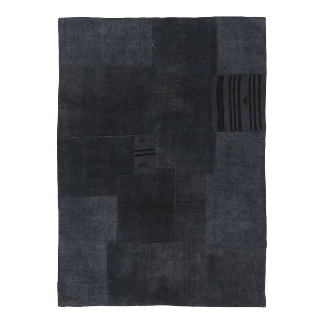 Vintage Anatolian Textile With Blue and Black Patchwork Geometry - Rug & Kilim For Sale