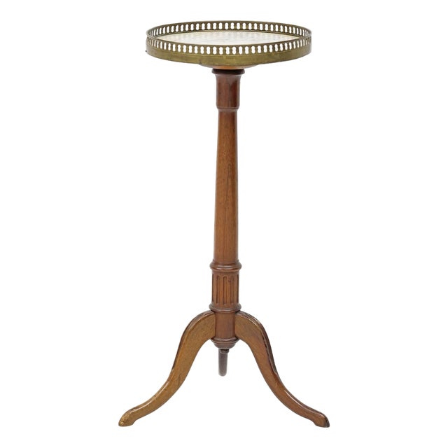 Late 19th Century French Louis XVI Style Marble-Top Mahogany Pedestal / Side Table For Sale