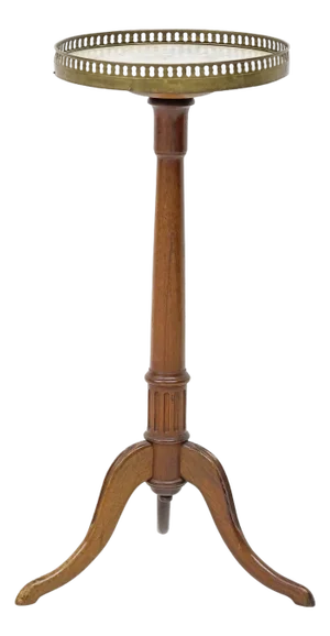 Late 19th Century French Louis XVI Style Marble-Top Mahogany Pedestal / Side Table