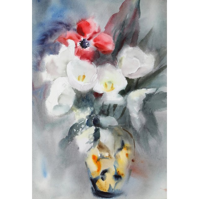 Contemporary Eve Nethercott, Bouquet of Flowers (P4.8), Watercolor on Paper For Sale - Image 3 of 3