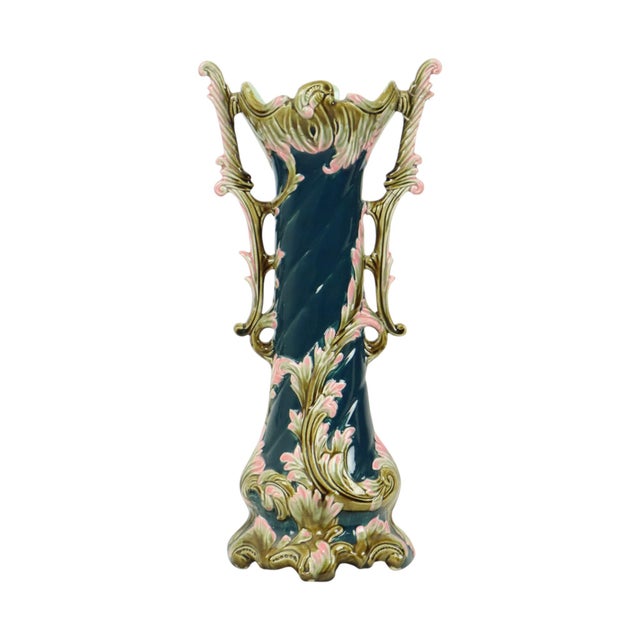 Antique Art Nouveau Rococo Blue Vase, 1890s For Sale - Image 12 of 16