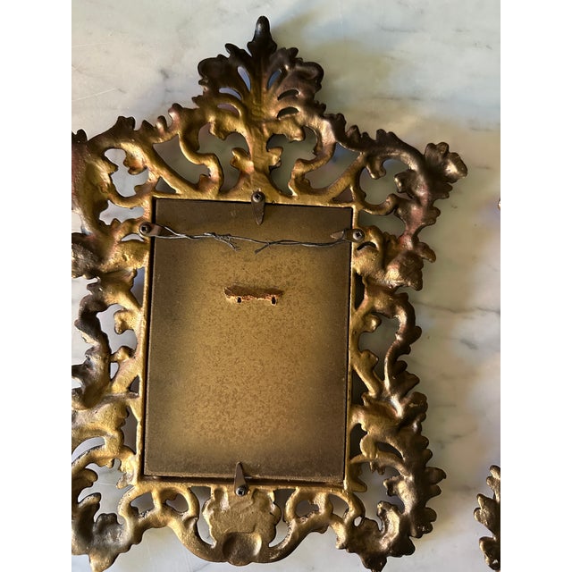 Vintage Rococo Style Miniature Still Life Paintings in Gilded Brass Frames – Pair For Sale - Image 12 of 13