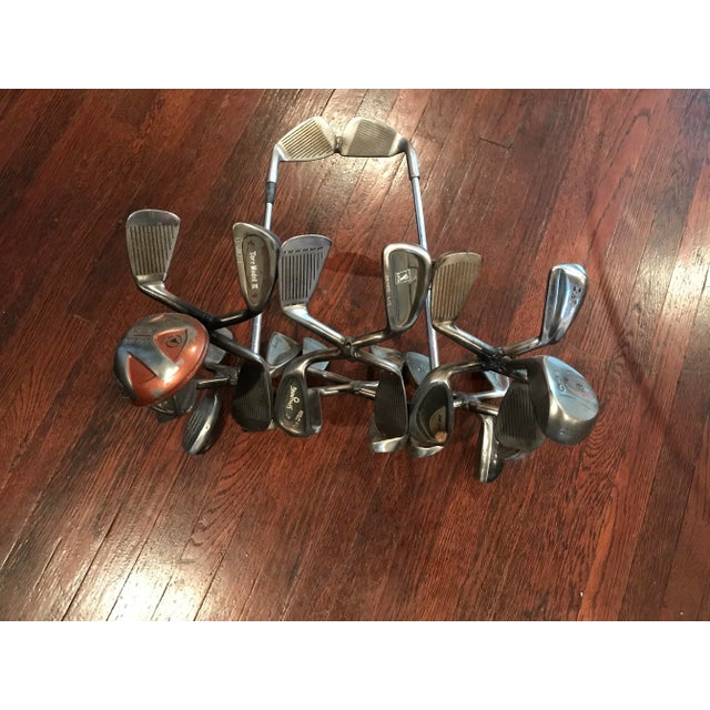 Early 21st Century Hand Forged Golf Club Sculpture Magazine Rack - Fireplace Wood Basket - After Jeff Diamond For Sale - Image 5 of 8