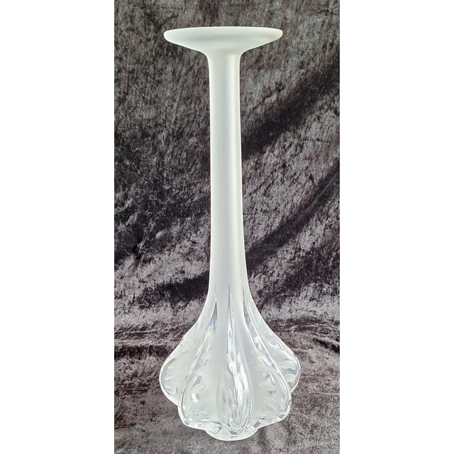 Soliflore Glass Vase Marie-Claude in Frosted Crystal Glass by Lalique, 1970s For Sale - Image 7 of 7