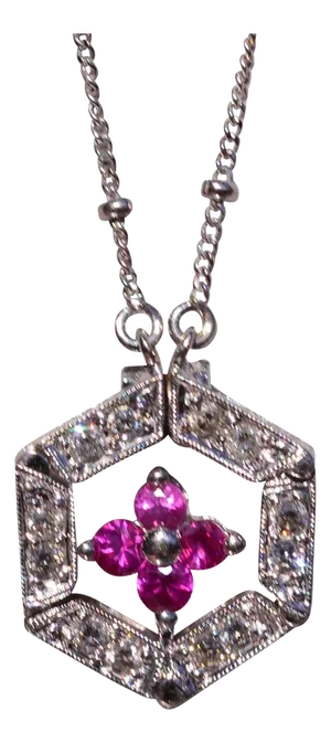 The Convertible: White Gold Ruby and Diamond Convertible Necklace