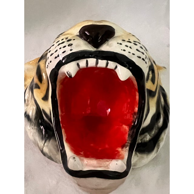 Vintage Hand Painted Tiger Head Wall Sculpture For Sale - Image 9 of 10