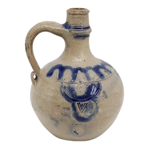 17th Century German Westerwald Salt Glazed Stoneware Ball-Belly (Kugelbauch) Jug
