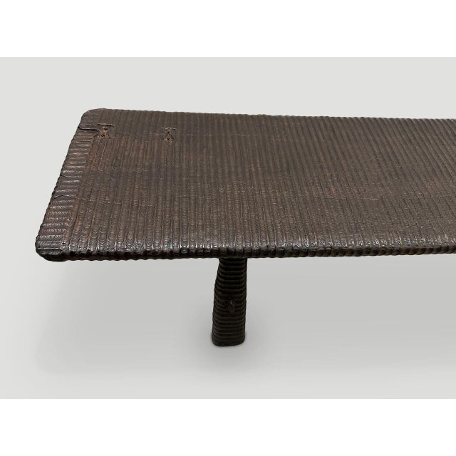 Andrianna Shamaris Impressive Hand Carved Espresso Stained Teak Wood Bench For Sale - Image 13 of 18