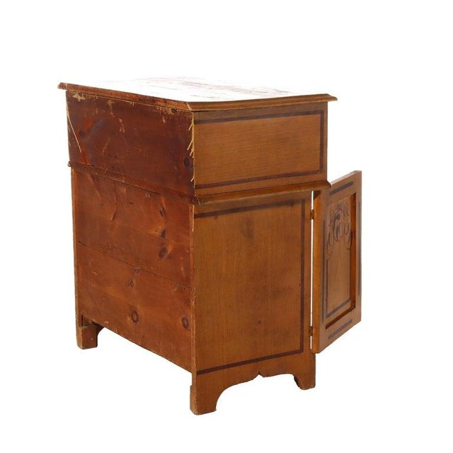 Antique Faux Painted Chestnut Lift Top 2-Door Stenciled Commode Circa 1890 For Sale - Image 11 of 18