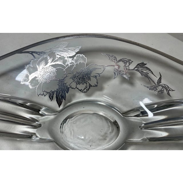 Large Vintage Art Deco Sterling Silver Overlay Glass Crystal Centerpiece Bowl For Sale - Image 11 of 13
