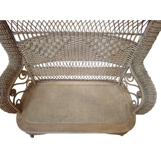 Tan Victorian Wicker Settee/Loveseat For Sale - Image 8 of 12